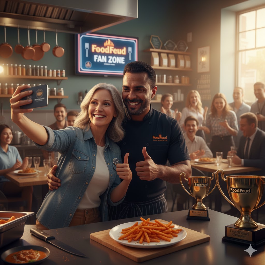 Happy customers interacting with restaurant staff, showing brand loyalty.